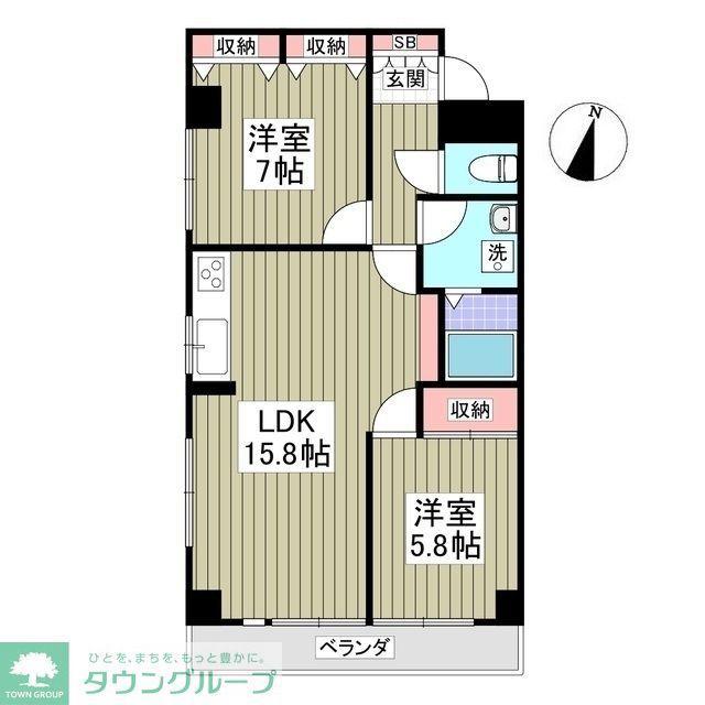 リブレス坂戸関間(2DK/4階)の間取り写真