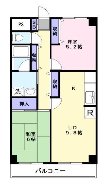 グレイス詩香(2LDK/6階)の間取り写真