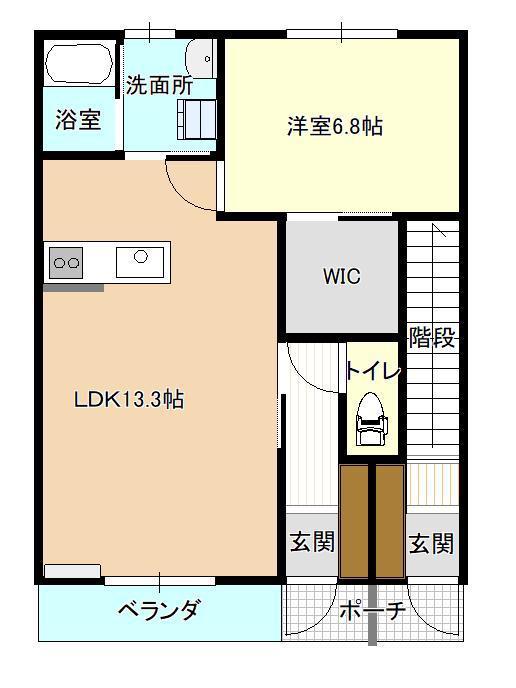 エトワール嶋南A(1LDK/1階)の間取り写真