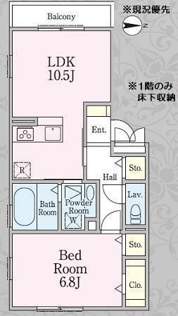 フィオーレII(1LDK/1階)の間取り写真