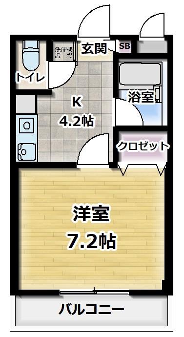 ハイムハーモニー(1K/2階)の間取り写真
