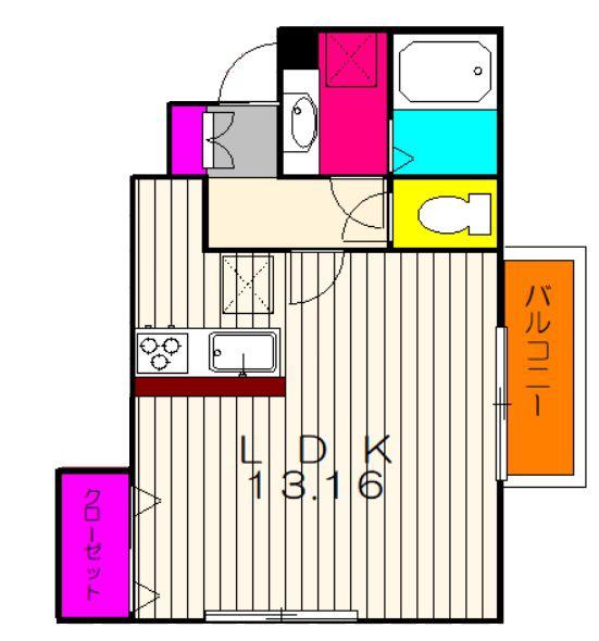 ファテシア上の台II(1K/1階)の間取り写真