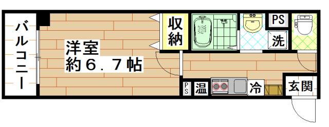 IF俊徳道(1K/1階)の間取り写真