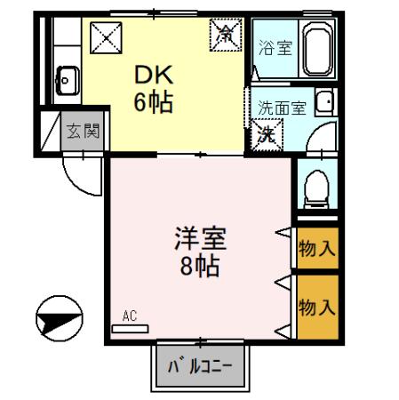 サニーコート聖III(1DK/1階)の間取り写真