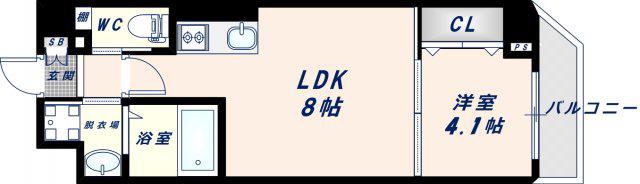 MV.IMP大阪今里(1LDK/5階)の間取り写真