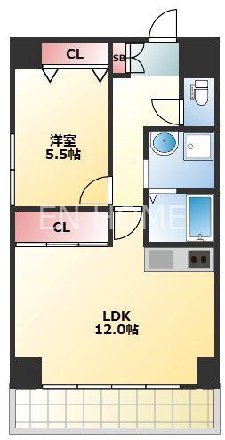 ベルドムール東横堀(1LDK/2階)の間取り写真