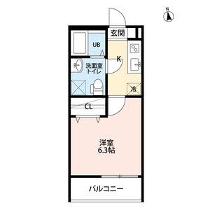 フィールグッド東中島(1K/1階)の間取り写真