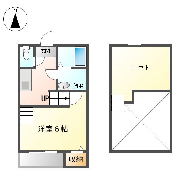 ネオコーポ内田橋(1K/2階)の間取り写真