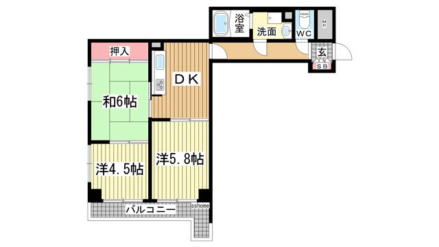 ライオンズマンション魚崎第6(3DK/2階)の間取り写真