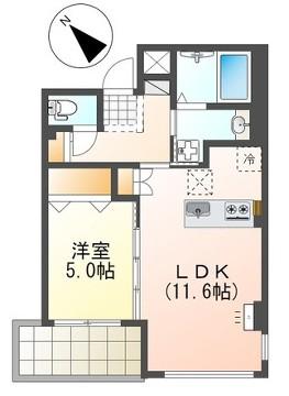 ナスタチウム(1LDK/1階)の間取り写真