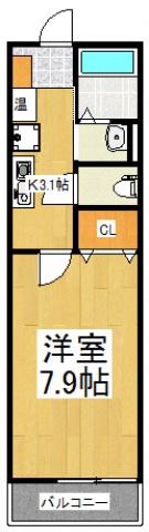 ティルタ南住吉(1K/1階)の間取り写真