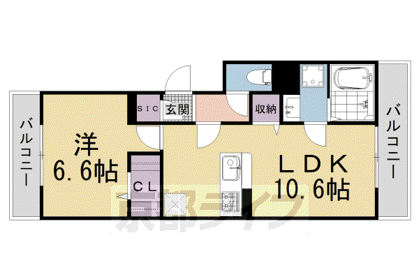SAKURA COURT北白川(1LDK/2階)の間取り写真