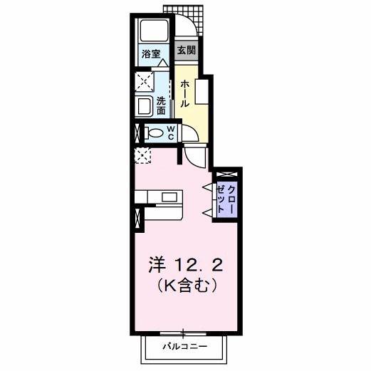 クリス山門(ワンルーム/1階)の間取り写真
