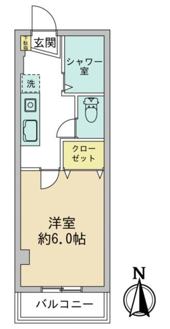 共栄ハイツ(1K/3階)の間取り写真