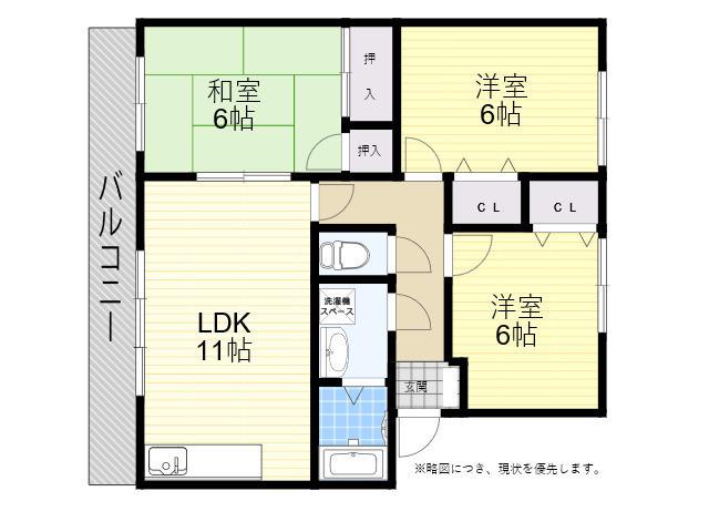 WINDOM寺園B(3LDK/2階)の間取り写真