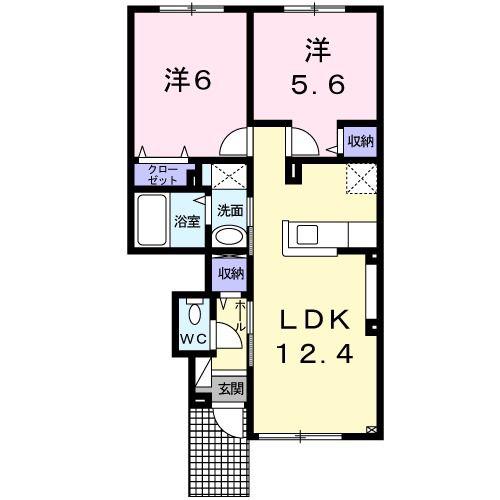 パンプキンIII(2LDK/1階)の間取り写真