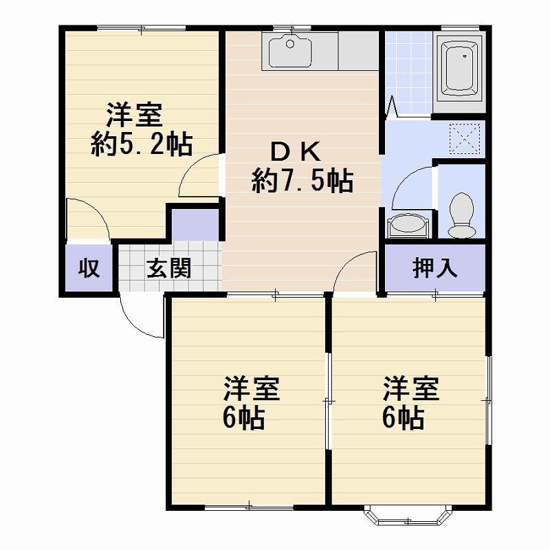 セレス鵠沼B(3DK/2階)の間取り写真