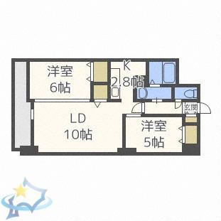 第50松井ビル(2LDK/2階)の間取り写真