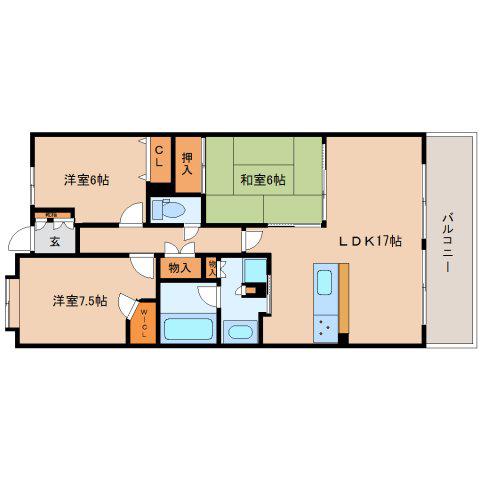ローレルコート郡山(3LDK/2階)の間取り写真