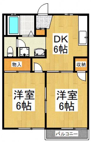 コスモパレス(2DK/2階)の間取り写真