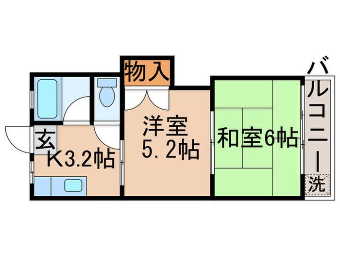 清水ハイツ(2K/4階)の間取り写真