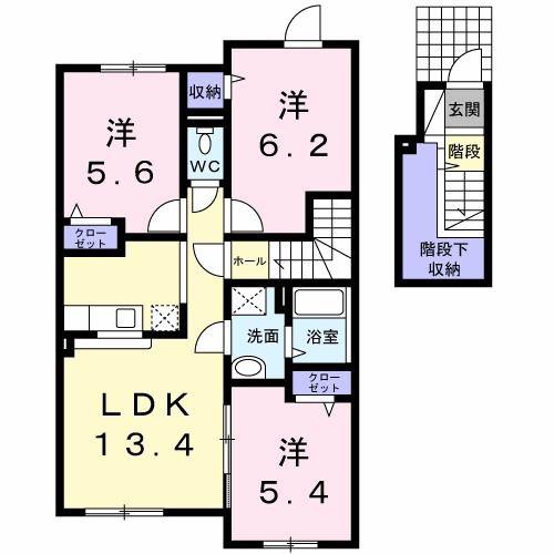 プリモ パラッツォ(3LDK/2階)の間取り写真