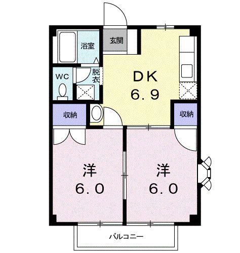 ピースファルA(2DK/2階)の間取り写真