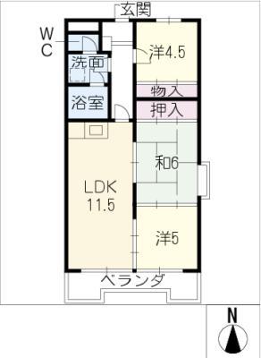 兼松マンション 5番館(3LDK/2階)の間取り写真