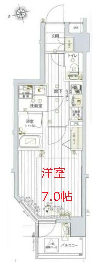 ヴァレッシア蒲田シティ(1K/1階)の間取り写真
