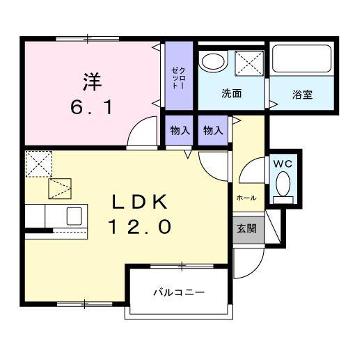 久米川町4丁目アパート(1LDK/1階)の間取り写真