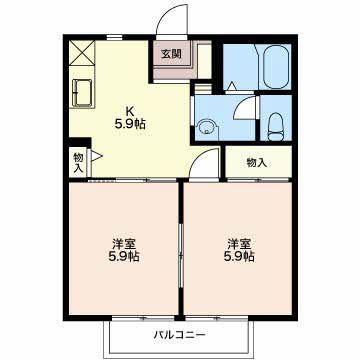モダンタイムスB(2K/2階)の間取り写真