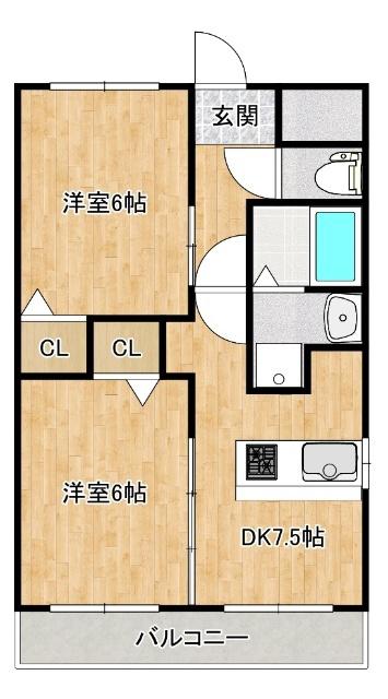 ACTY1(2DK/2階)の間取り写真