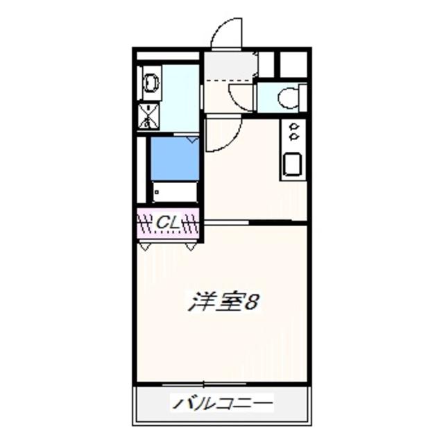 アムール高松東(1K/2階)の間取り写真