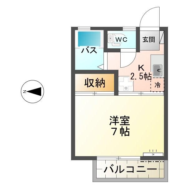 フォーブルメモリー(1K/2階)の間取り写真