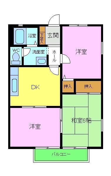 ハイツサンパティーク(3K/2階)の間取り写真