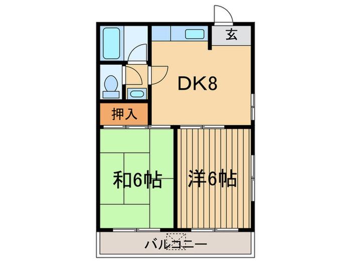 サンフローレ千代ヶ丘(2DK/2階)の間取り写真