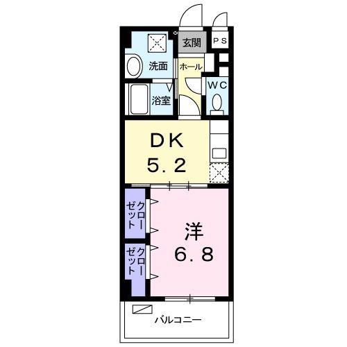 バーバリー・ヒル(1DK/3階)の間取り写真