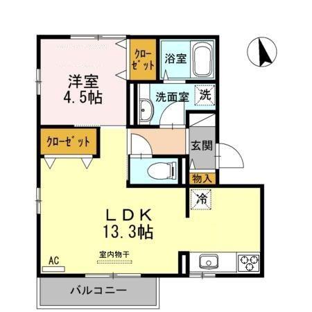 ヒルズIII(1LDK/2階)の間取り写真
