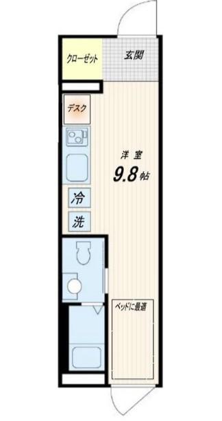 FULLEA神楽坂(ワンルーム/3階)の間取り写真