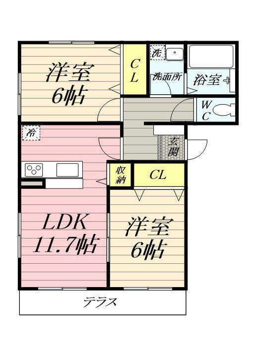 シトラスコート(2LDK/1階)の間取り写真