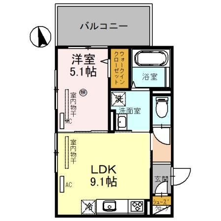 D-ROOMN・KII(1LDK/2階)の間取り写真
