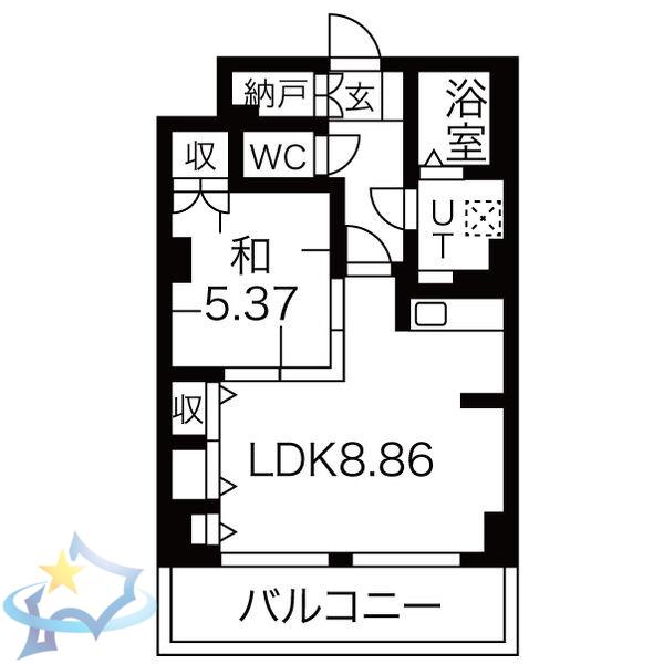 レジデンスカープ札幌(1LDK/10階)の間取り写真