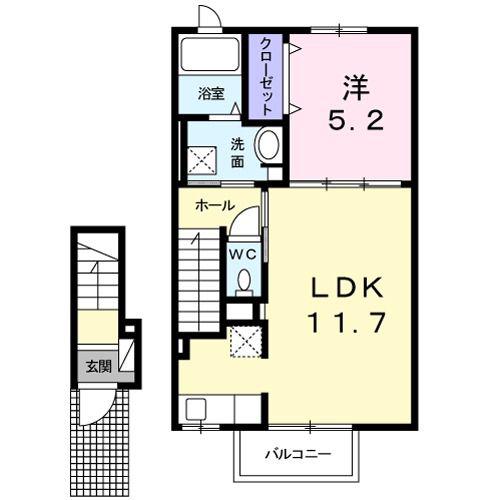 シャルール佐久平(1LDK/2階)の間取り写真