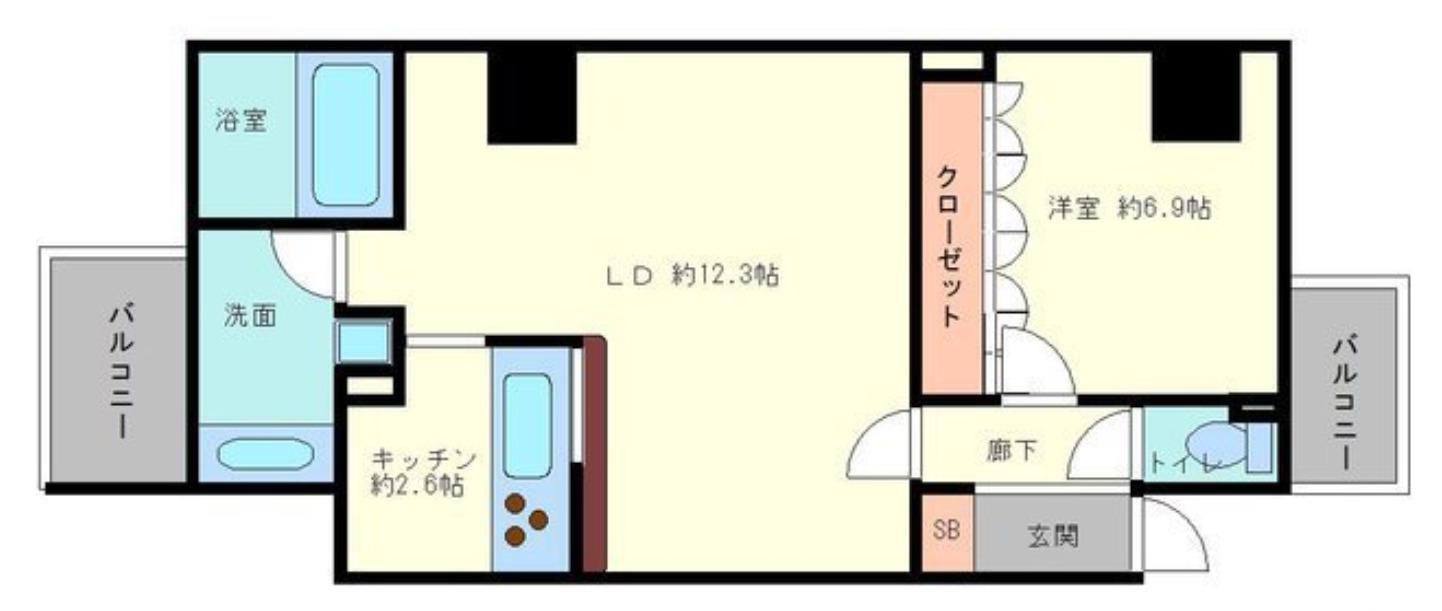 アステリオ北堀江ザメトロタワー(1LDK/18階)の間取り写真