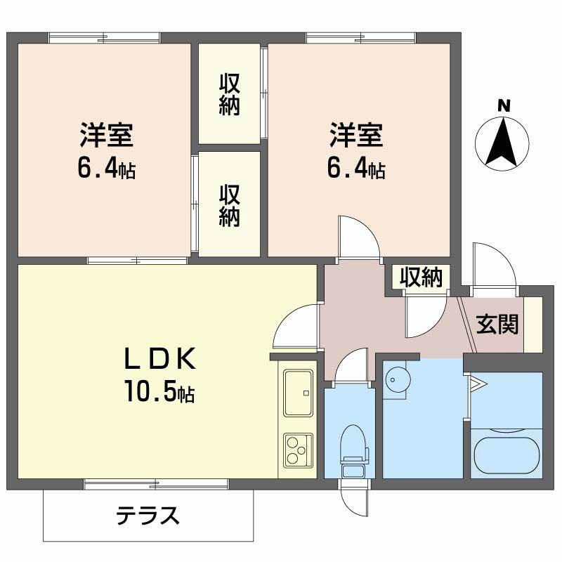 グレース上野芝(2LDK/1階)の間取り写真