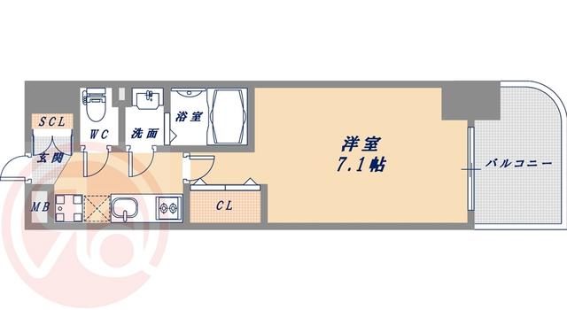 LUXE西長堀(1K/8階)の間取り写真
