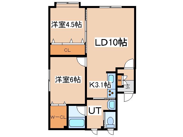 ラズベリーヒル(2LDK/2階)の間取り写真