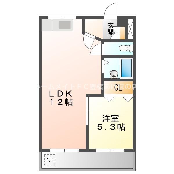 ハイツ禎紫園B(1LDK/1階)の間取り写真