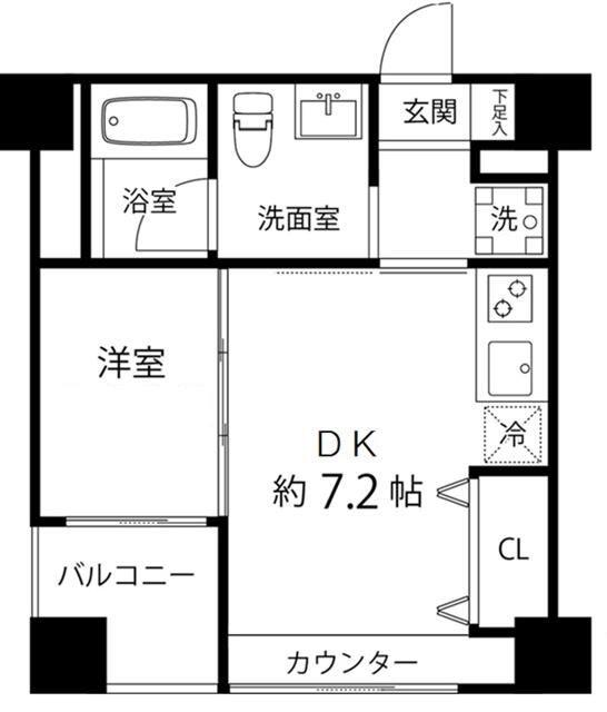 ハイリーフ上野(1DK/5階)の間取り写真