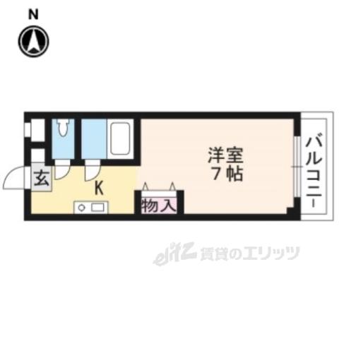 ノアーズアーク観月橋(1K/2階)の間取り写真